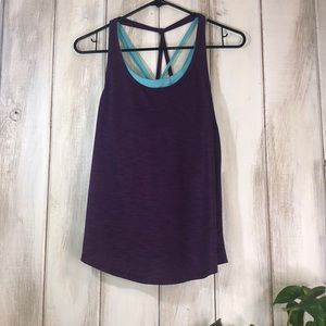 Built in bra work out top cross back
